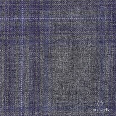 Костюмная ткань Marzoni 600 - 704 / 1000 — Серый / Фиолетовый, оконная клетка, 100% шерсть