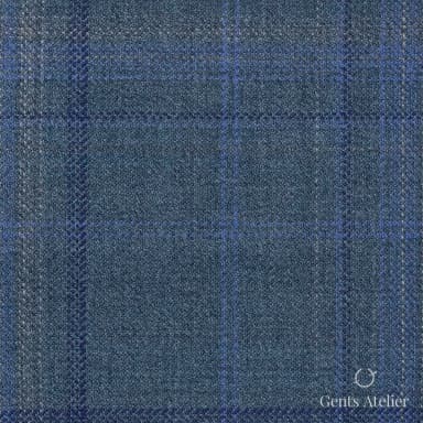 Костюмная ткань Marzoni 600 - 716 / 1000 — Зелёный / Тёмно-синий, оконная клетка, 100% шерсть
