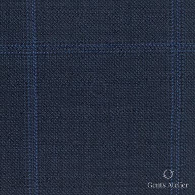 Костюмная ткань Marzoni 609 - 848 / 1000 — Тёмно-синий, оконная клетка, 100% шерсть