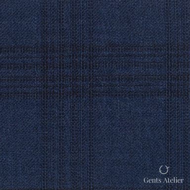 Костюмная ткань Marzoni 609 - 880 / 1000 — Синий / Чёрный, оконная клетка, 100% шерсть