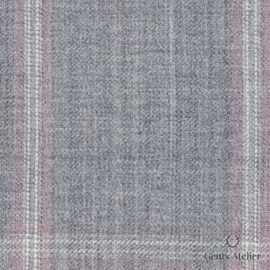 Костюмная ткань Marzoni 621 - 128 / 900 — Серый / Pink, клетка, 100% шерсть