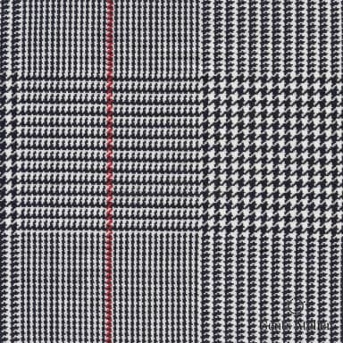 Костюмная ткань Marzoni 621 - 161 / 900 — Серый / Красный, оконная клетка, 100% шерсть