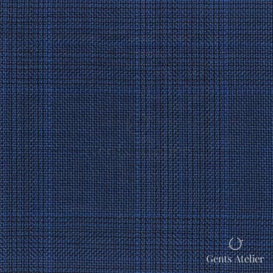 Костюмная ткань Marzoni 721 - 130 / 900 — Тёмно-синий / Синий, оконная клетка, 100% шерсть