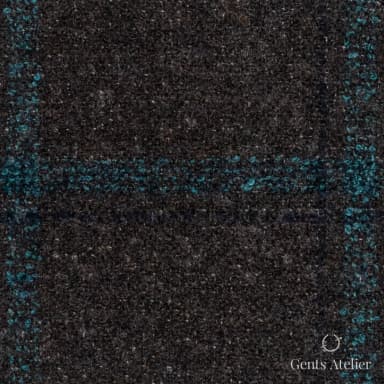Костюмная ткань Marzoni 641 - 149 / 1000 — Коричневый / Teal / Тёмно-синий, оконная клетка, 45% шерсть, 41% хлопок, 14% полиамид