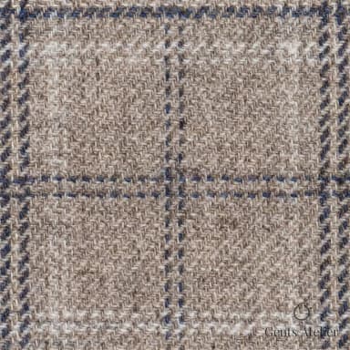 Костюмная ткань Marzoni 651 - 688 / 1500 — Бежевый / Синий, оконная клетка, 90% шерсть, 10% кашемир