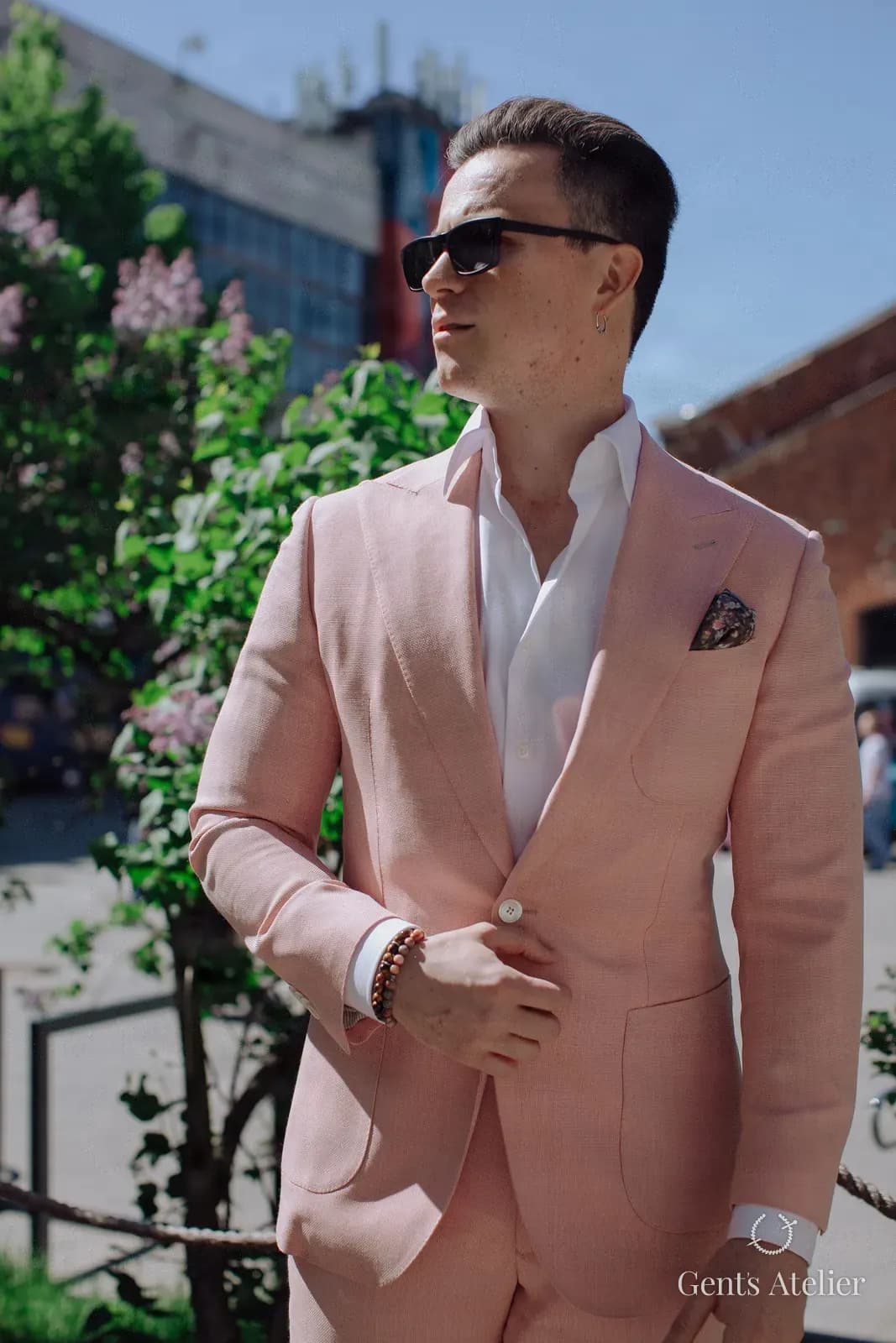 Розовый костюм-двойка из шерсти Vitale Barberis Canonico