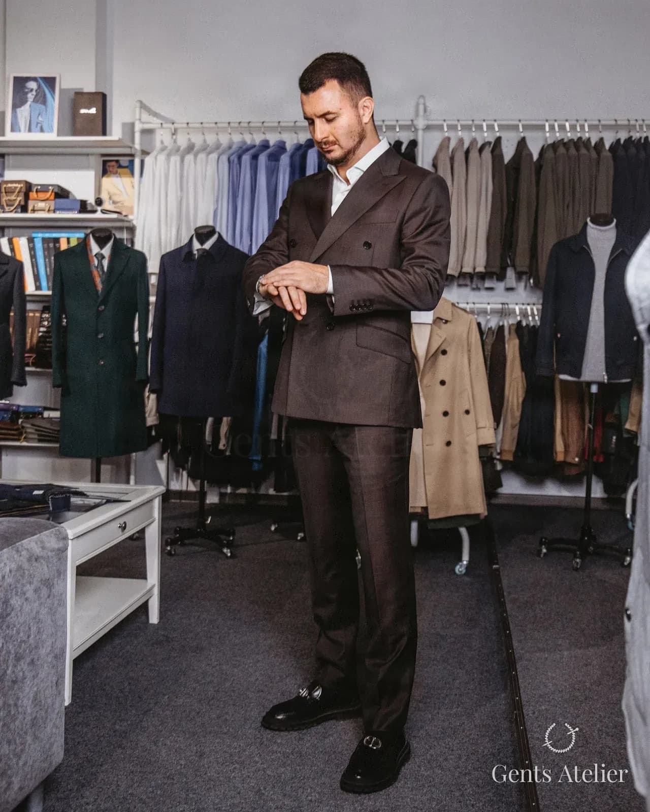 Костюм-двойка из шерсти Scabal