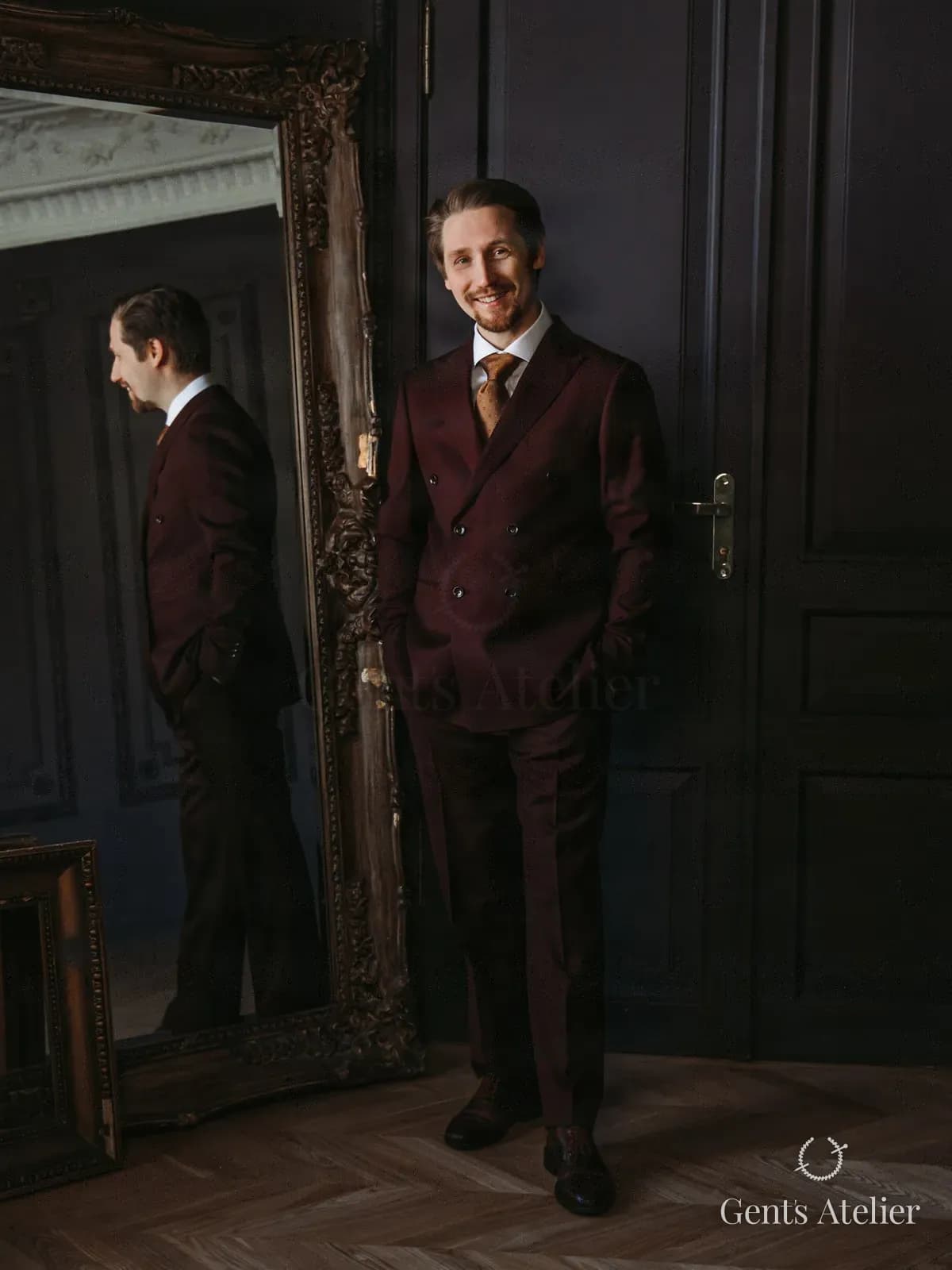 Бордовый костюм-двойка из шерсти Vitale Barberis Canonico