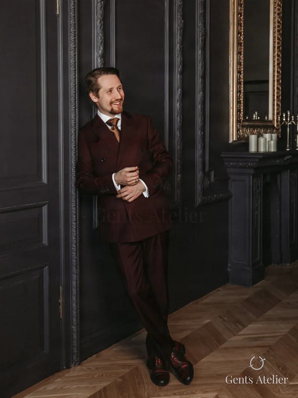 Бордовый костюм-двойка из шерсти Vitale Barberis Canonico