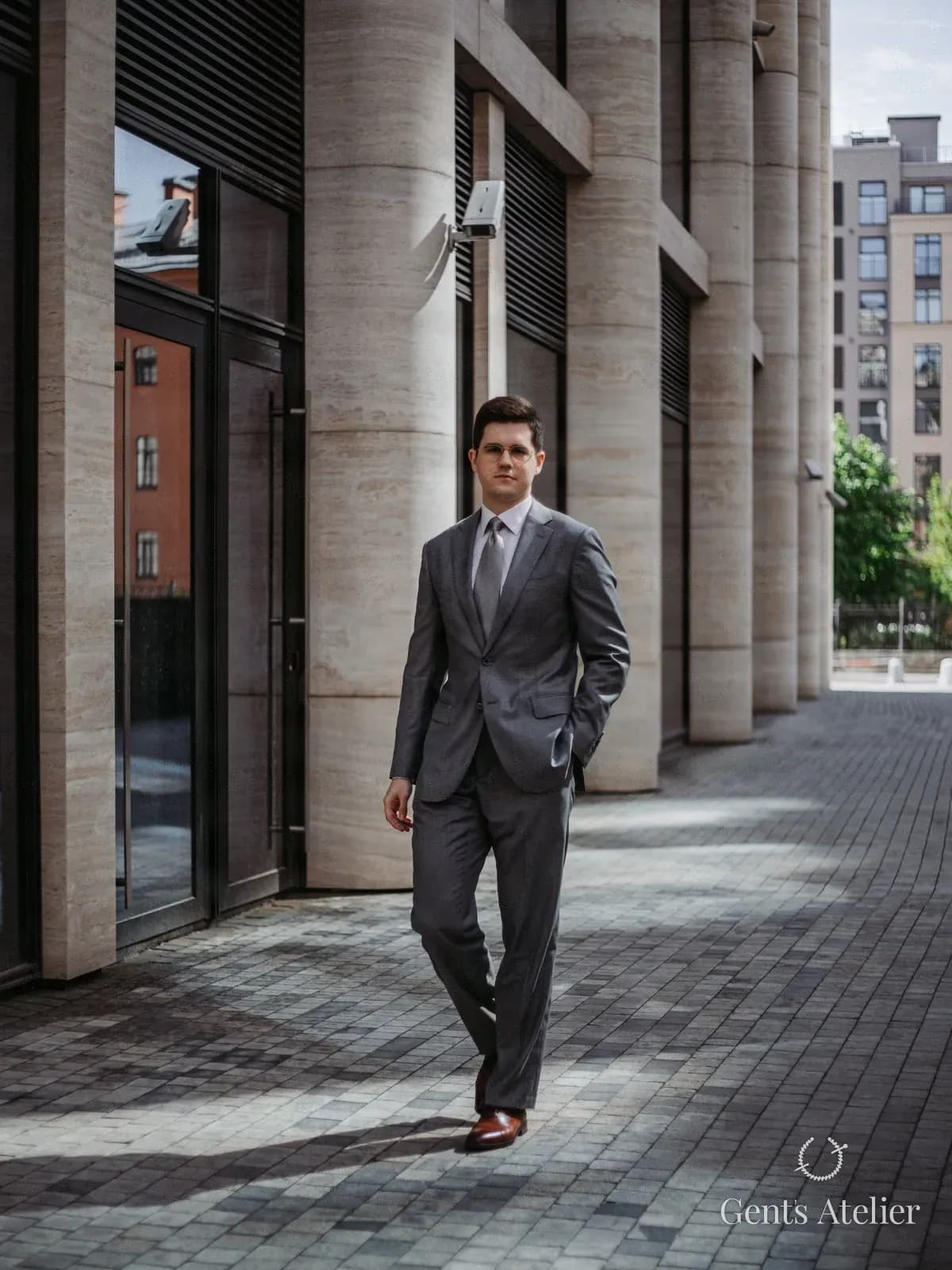 Серый костюм-двойка из шерсти Vitale Barberis Canonico