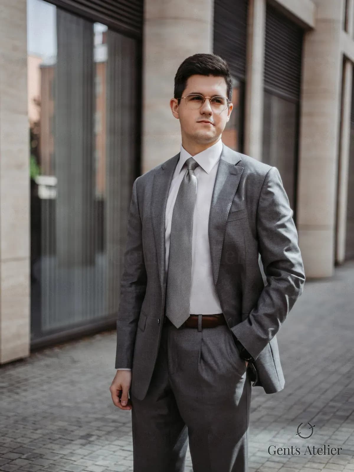 Серый костюм-двойка из шерсти Vitale Barberis Canonico