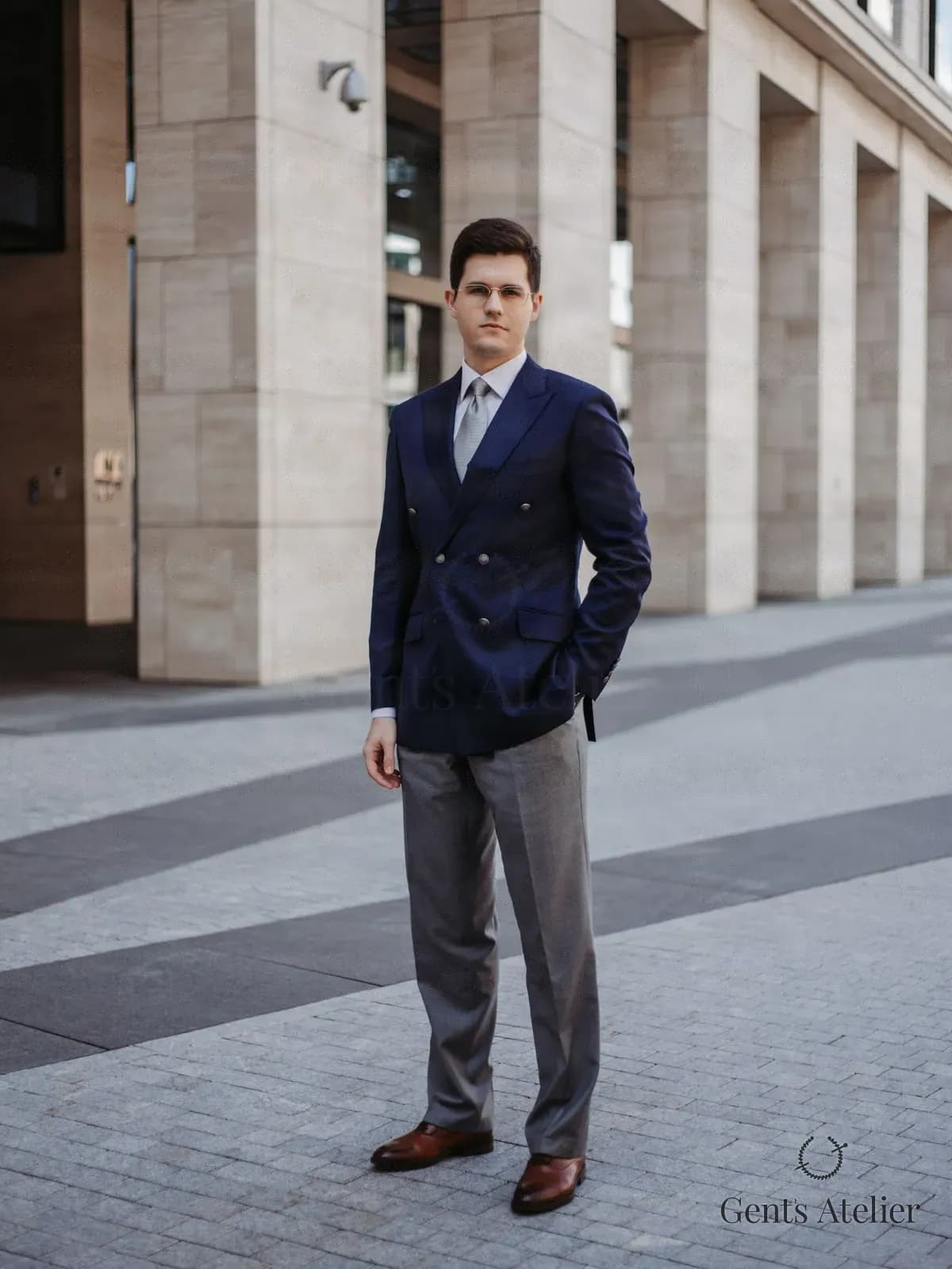 Серый костюм-двойка из шерсти Vitale Barberis Canonico
