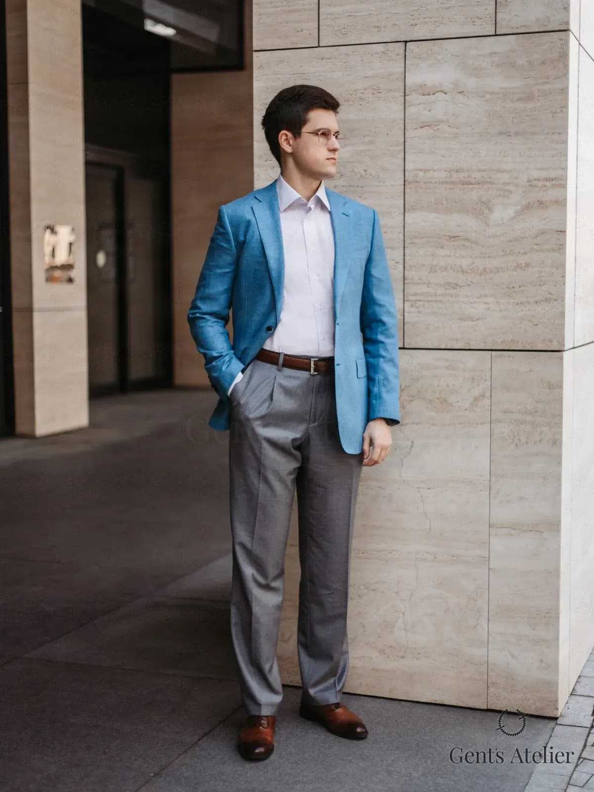Серый костюм-двойка из шерсти Vitale Barberis Canonico