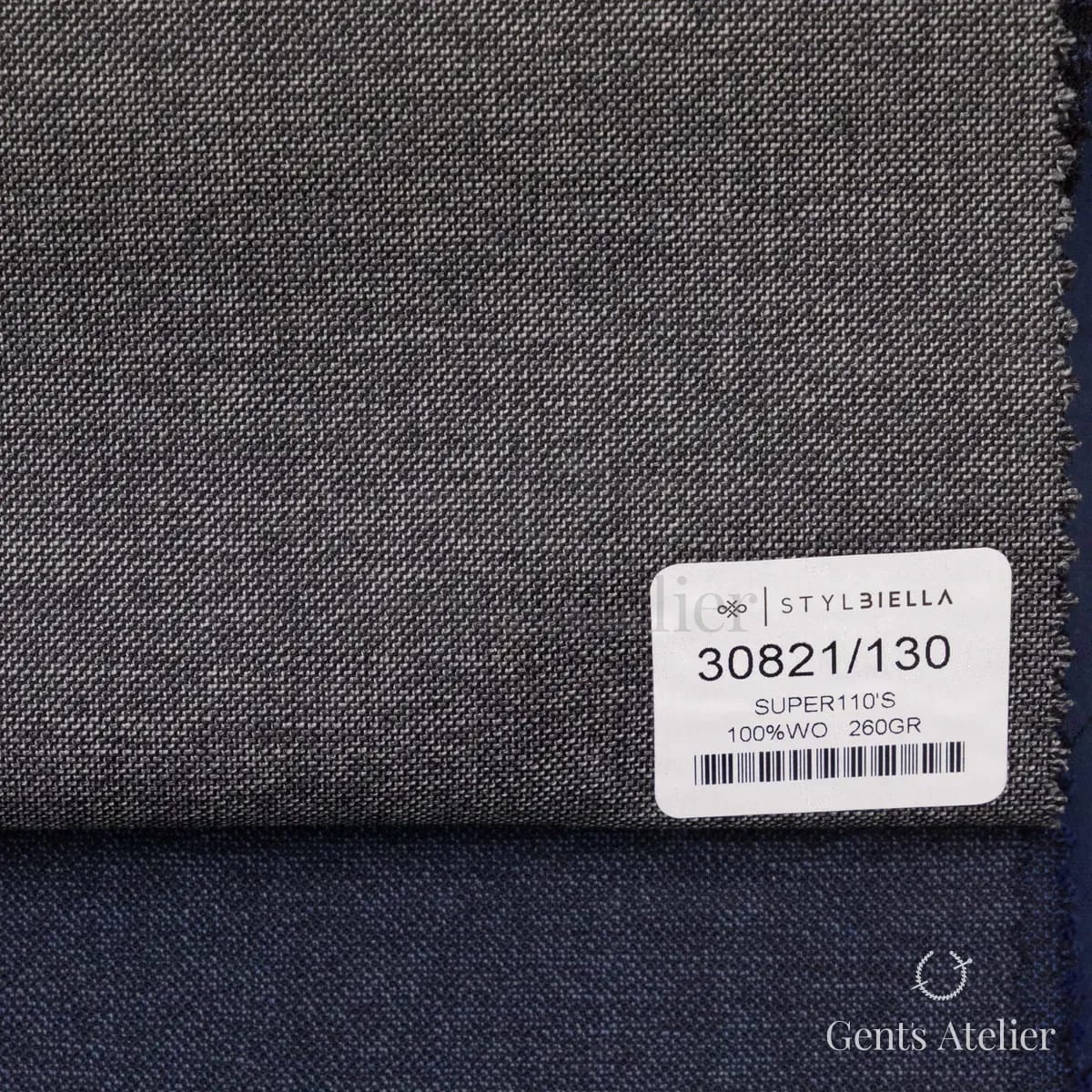 Образец ткани Stylbiella 30821/130 с этикеткой, серый