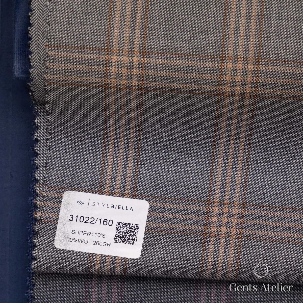 Образец ткани Stylbiella 31022/160 с этикеткой, серый