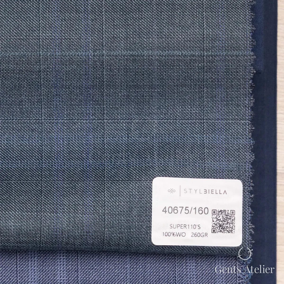 Образец ткани Stylbiella 40675/160 с этикеткой, синий