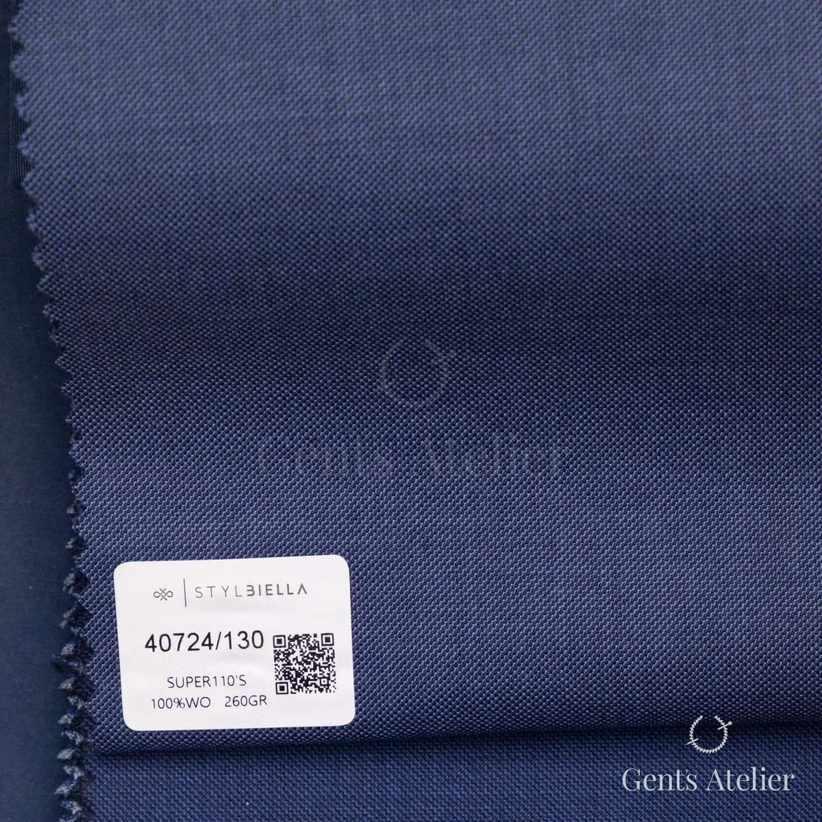 Образец ткани Stylbiella 40724/130 с этикеткой, синий