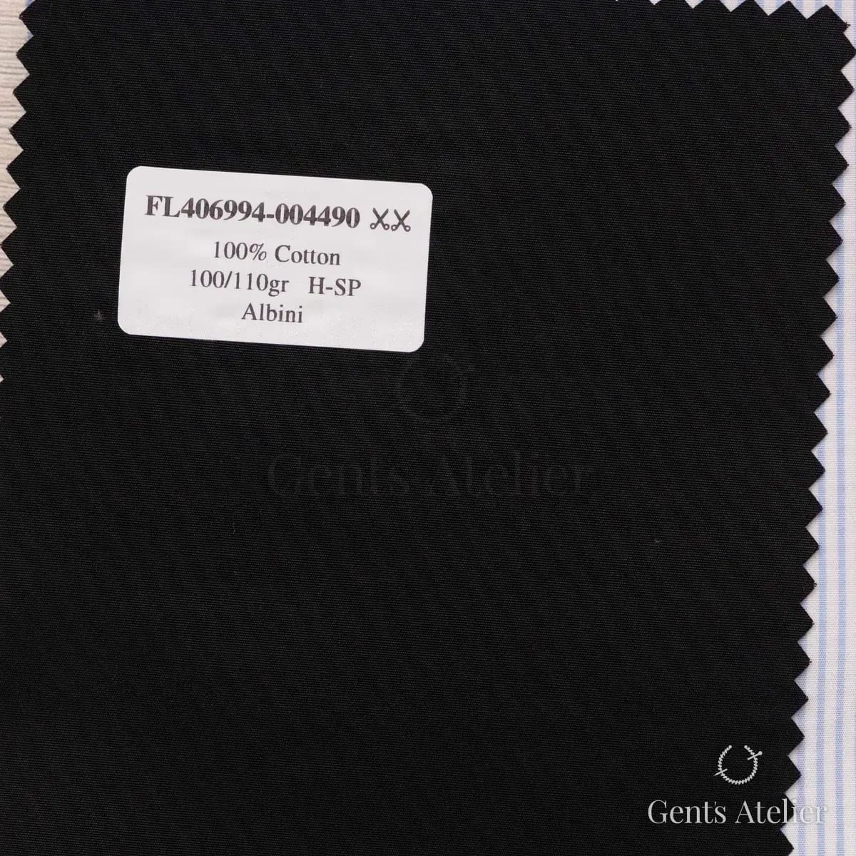 Образец ткани Albini FL406994-004490 с этикеткой, чёрный