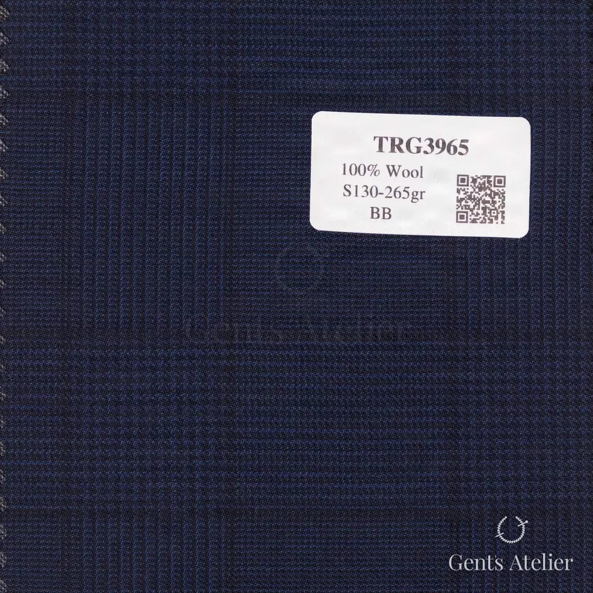 Образец ткани Guabello TRG3965 с этикеткой, тёмно-синий