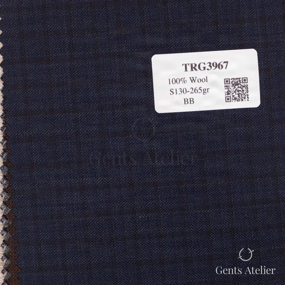 Образец ткани Guabello TRG3967 с этикеткой, тёмно-синий