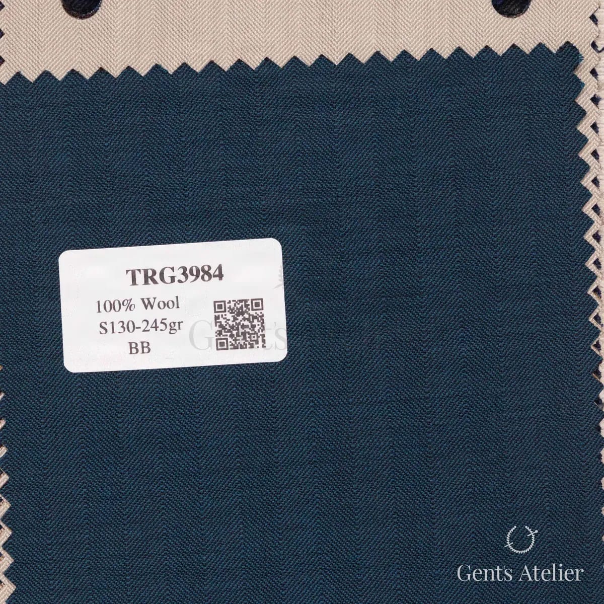 Образец ткани Guabello TRG3984 с этикеткой, тёмно-синий