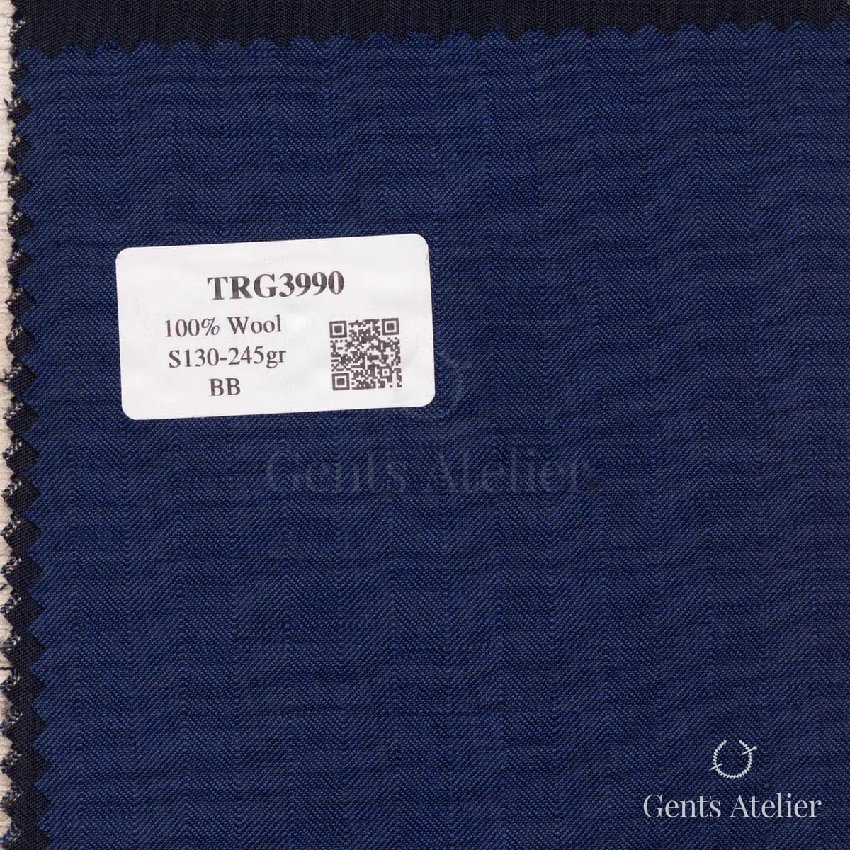 Образец ткани Guabello TRG3990 с этикеткой, тёмно-синий