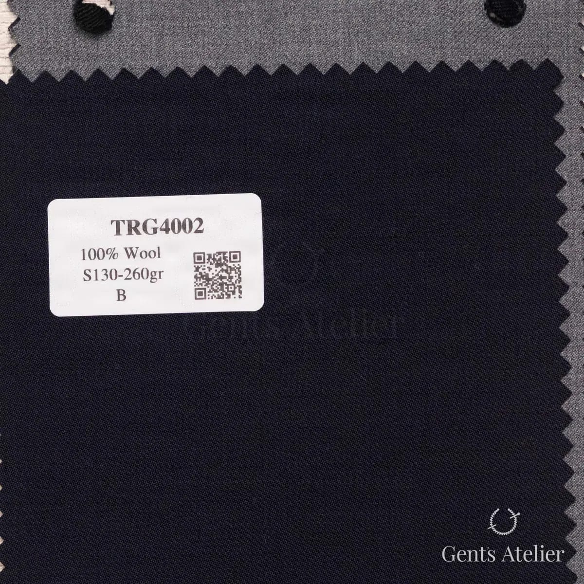 Образец ткани Guabello TRG4002 с этикеткой, тёмно-синий