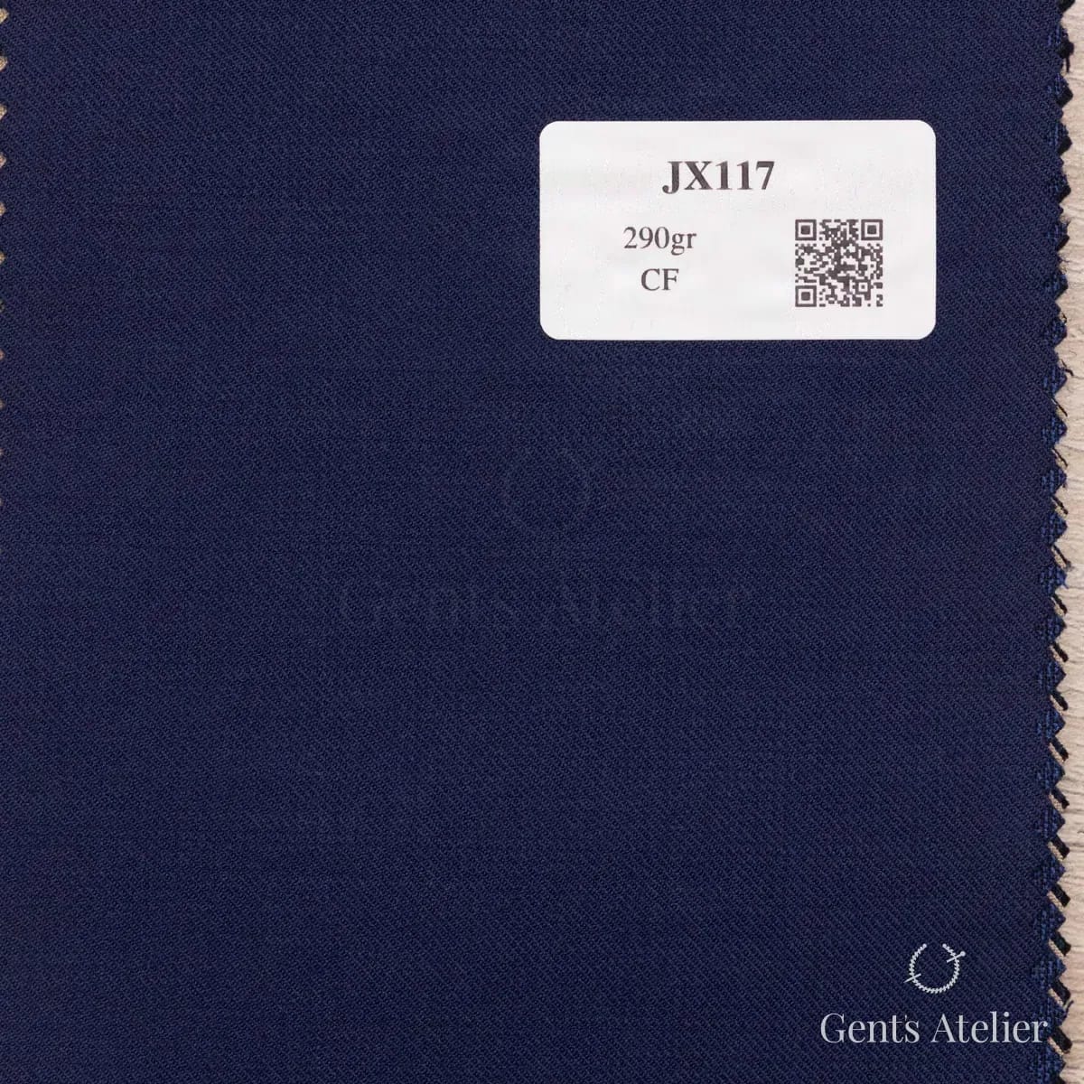 Образец ткани Iniziare JX117 с этикеткой, тёмно-синий