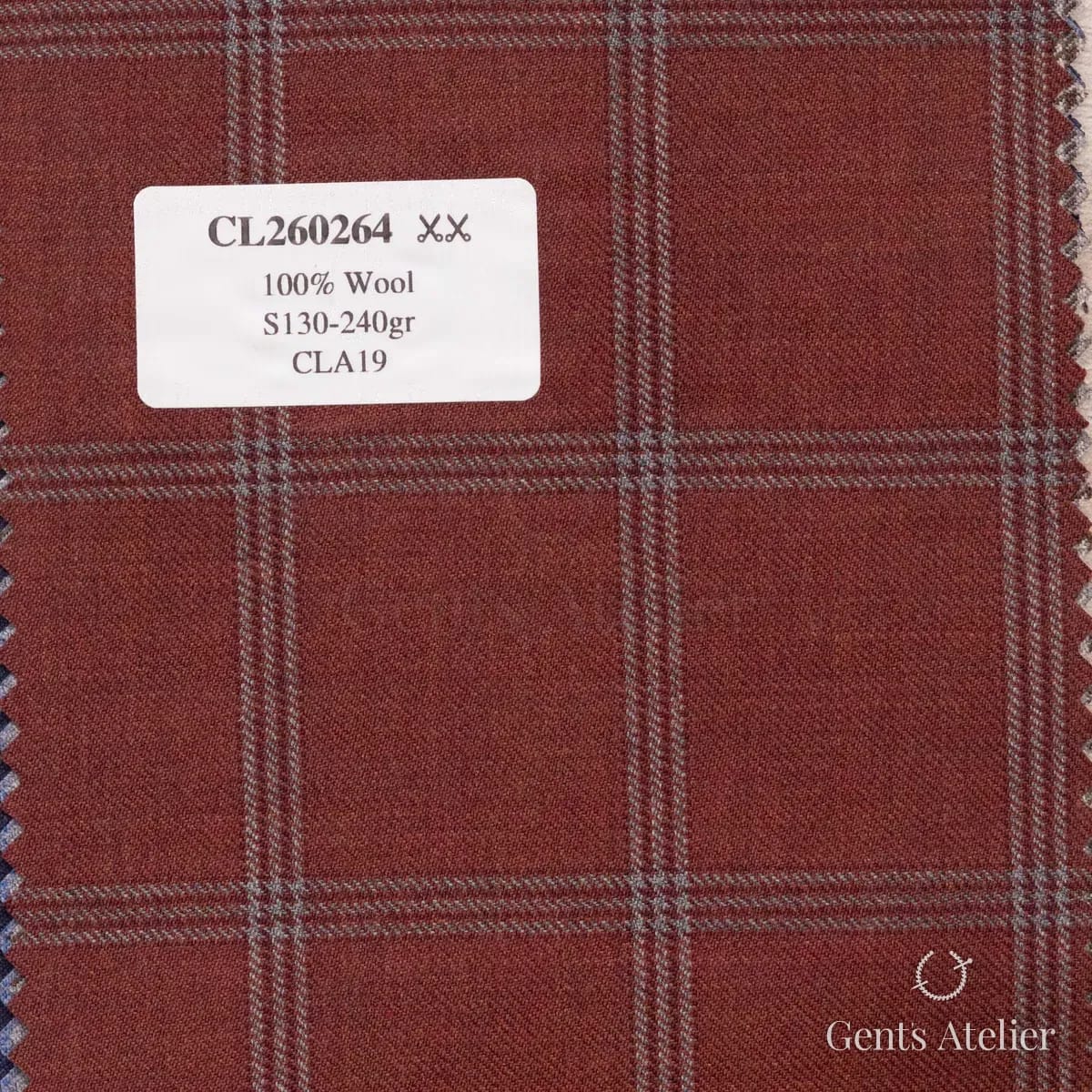 Образец ткани Reda CL260264 с этикеткой, бордовый