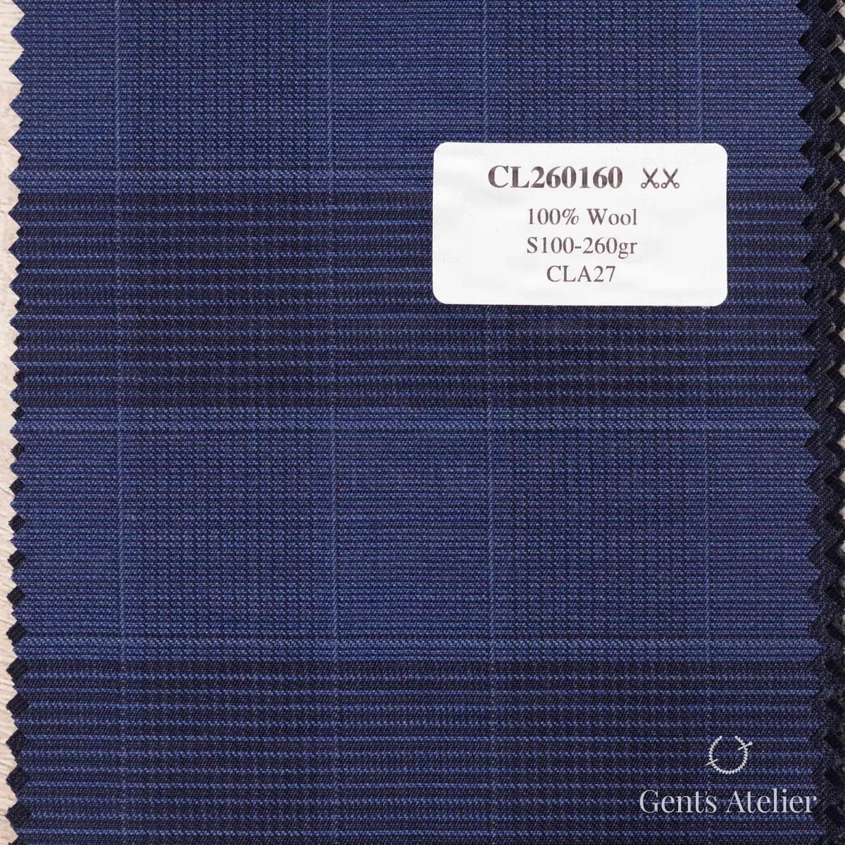 Образец ткани Scabal CL260160 с этикеткой, тёмно-синий