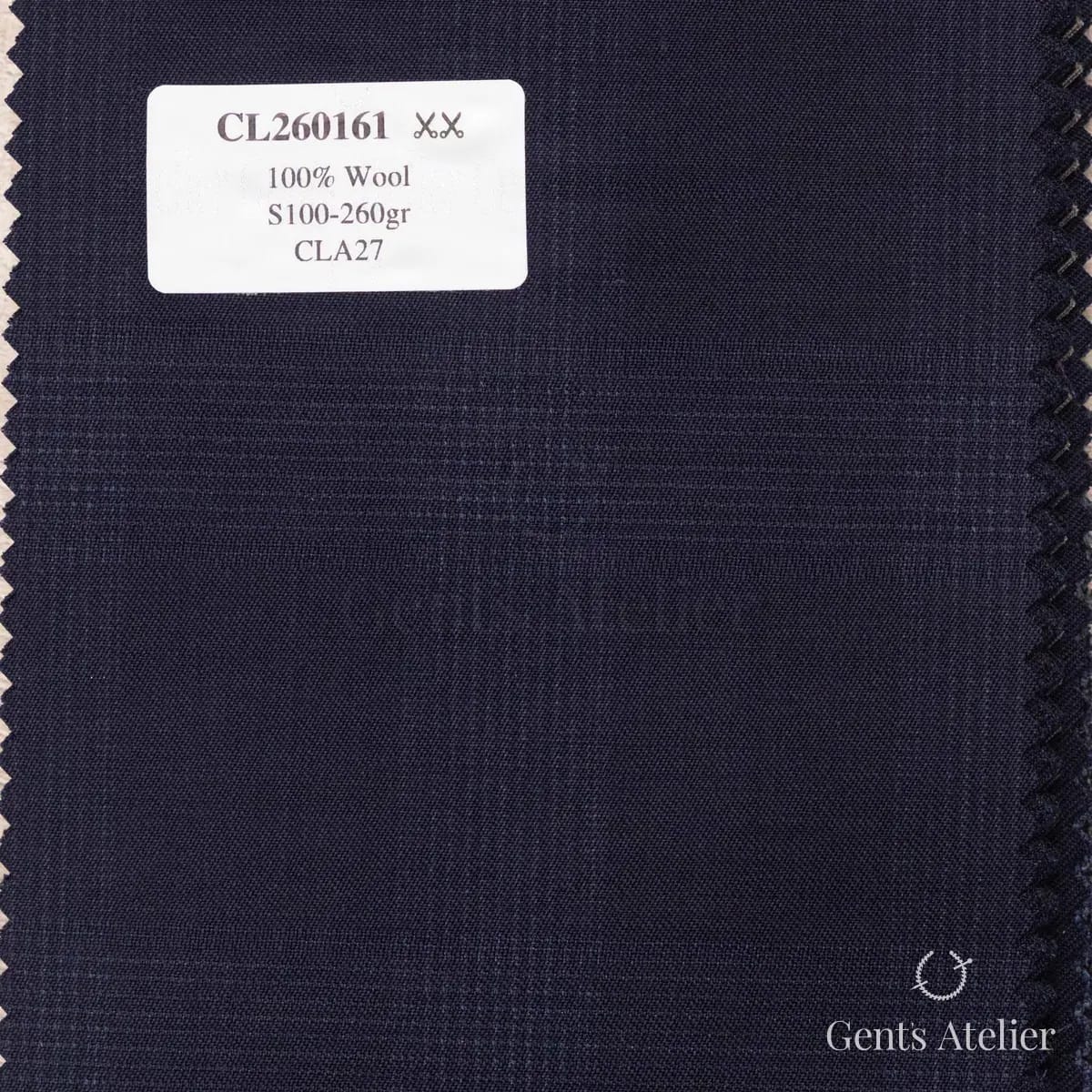 Образец ткани Scabal CL260161 с этикеткой, тёмно-синий