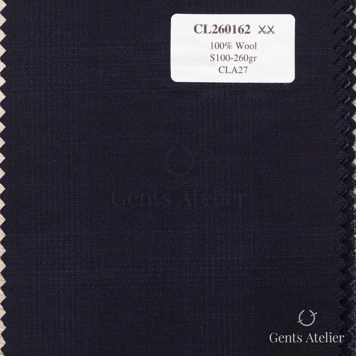 Образец ткани Scabal CL260162 с этикеткой, тёмно-синий