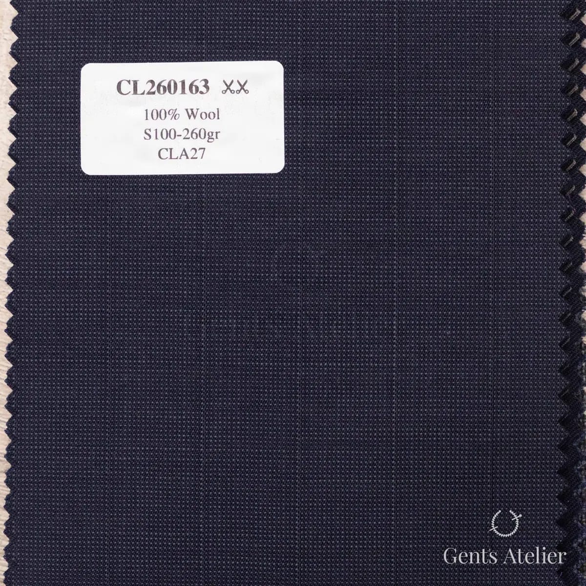Образец ткани Scabal CL260163 с этикеткой, тёмно-синий