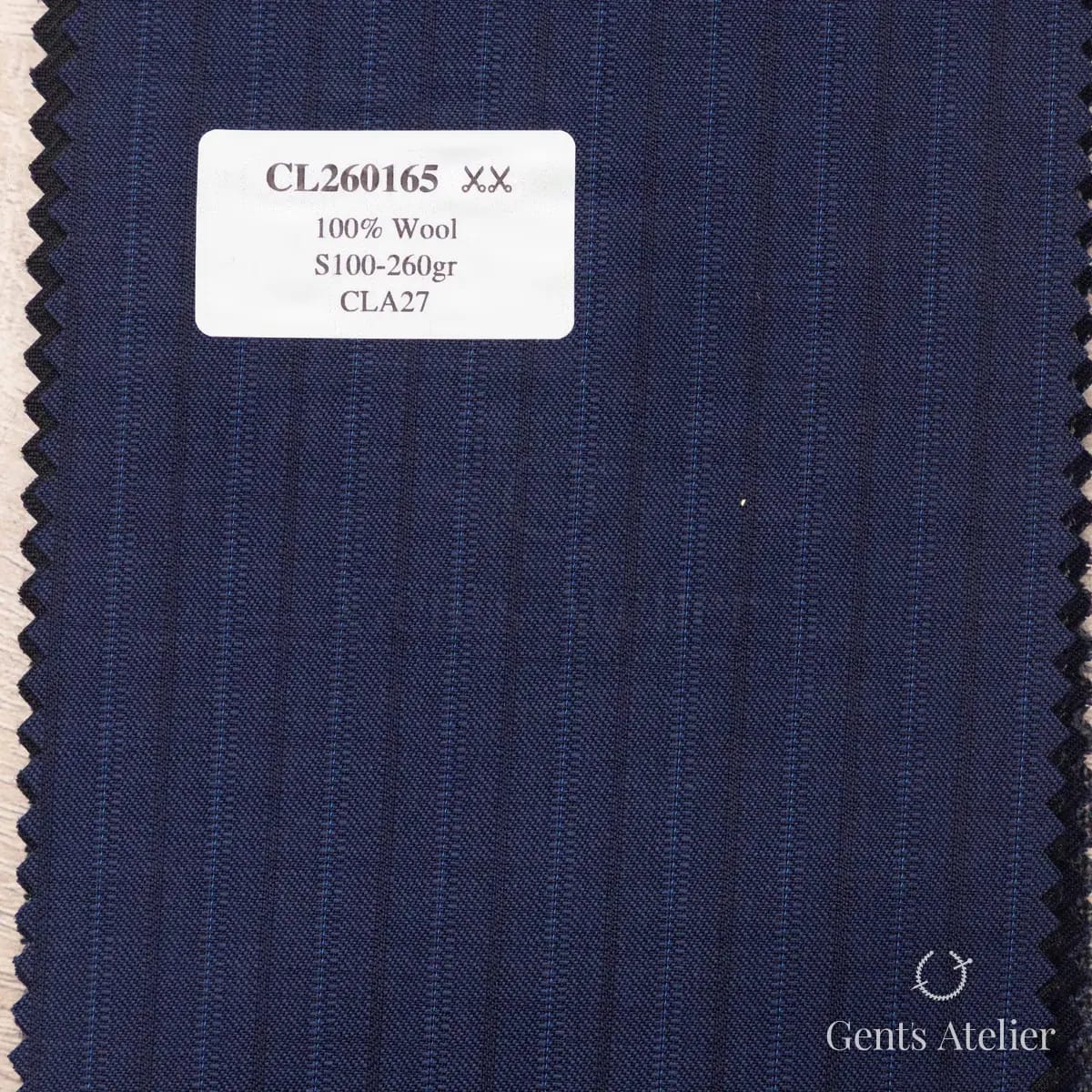 Образец ткани Scabal CL260165 с этикеткой, тёмно-синий