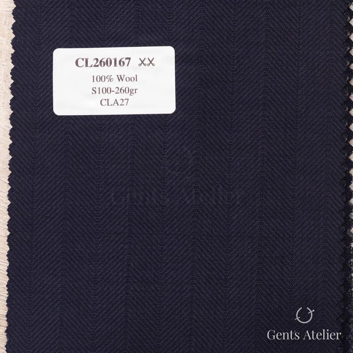 Образец ткани Scabal CL260167 с этикеткой, тёмно-синий