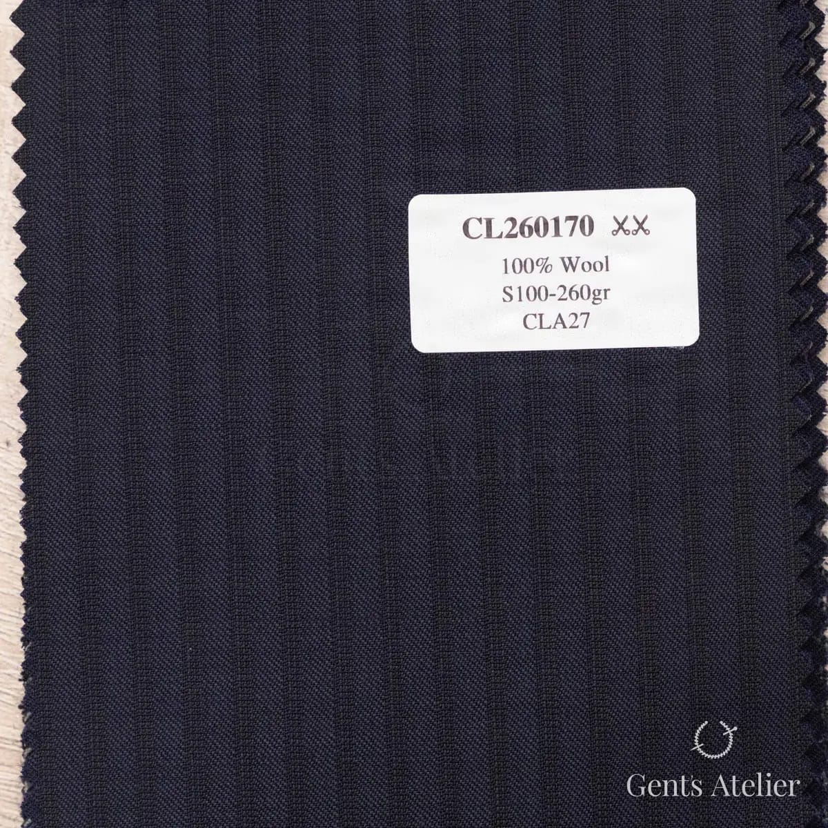 Образец ткани Scabal CL260170 с этикеткой, тёмно-синий