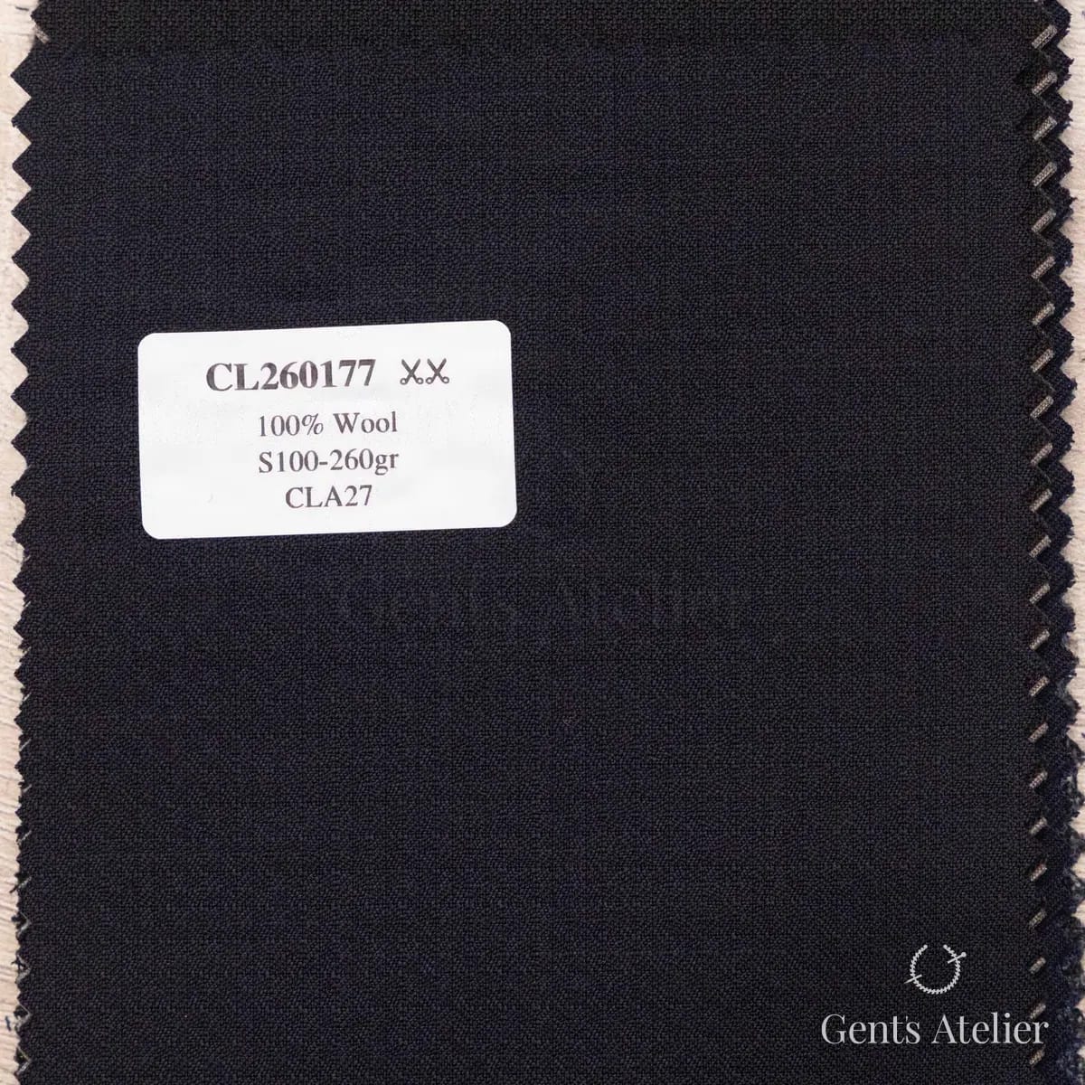 Образец ткани Scabal CL260177 с этикеткой, тёмно-синий