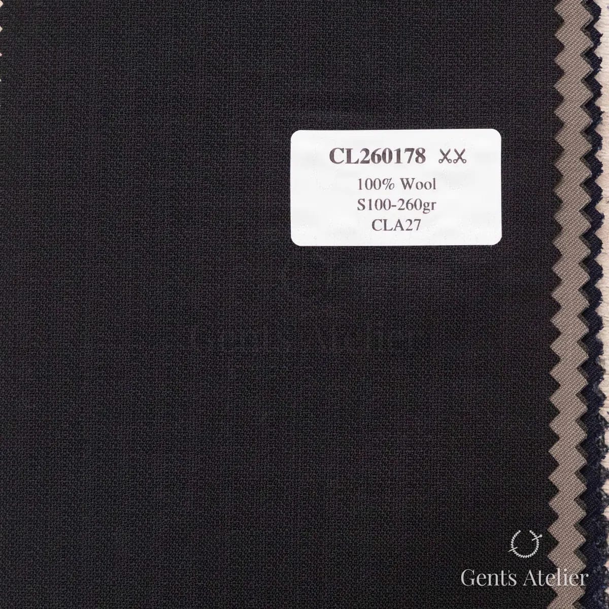 Образец ткани Scabal CL260178 с этикеткой, чёрный