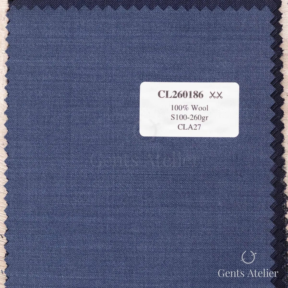 Образец ткани Scabal CL260186 с этикеткой, синий