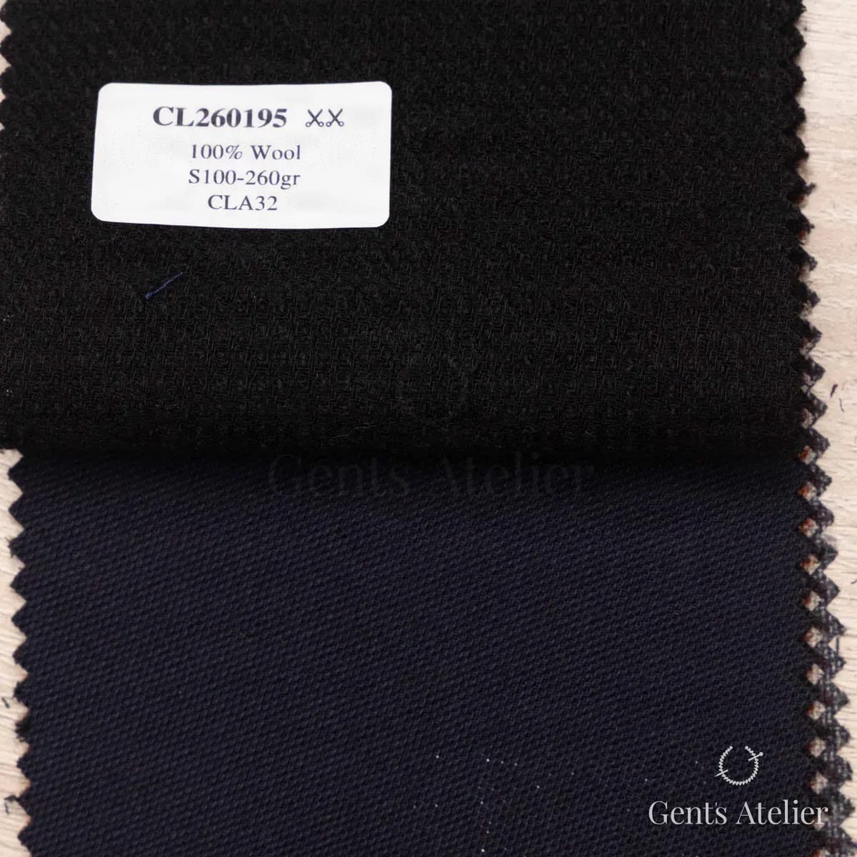 Образец ткани Scabal CL260195 с этикеткой, чёрный