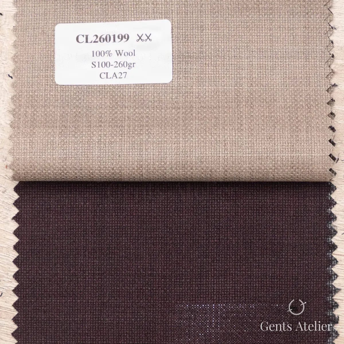 Образец ткани Scabal CL260199 с этикеткой, бежевый