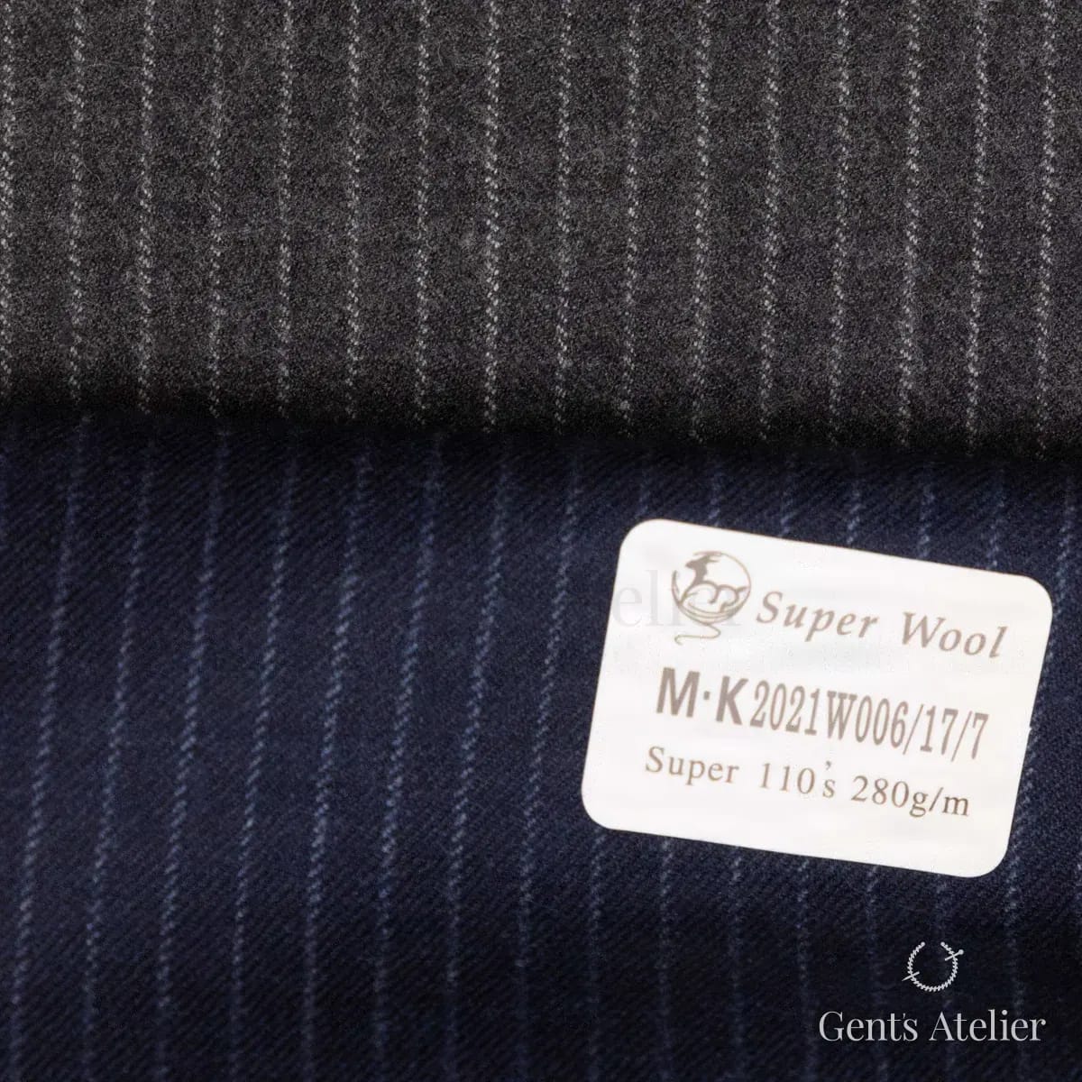 Образец ткани Gent's Colors M·K2021W006/17/7 с этикеткой, тёмно-синий