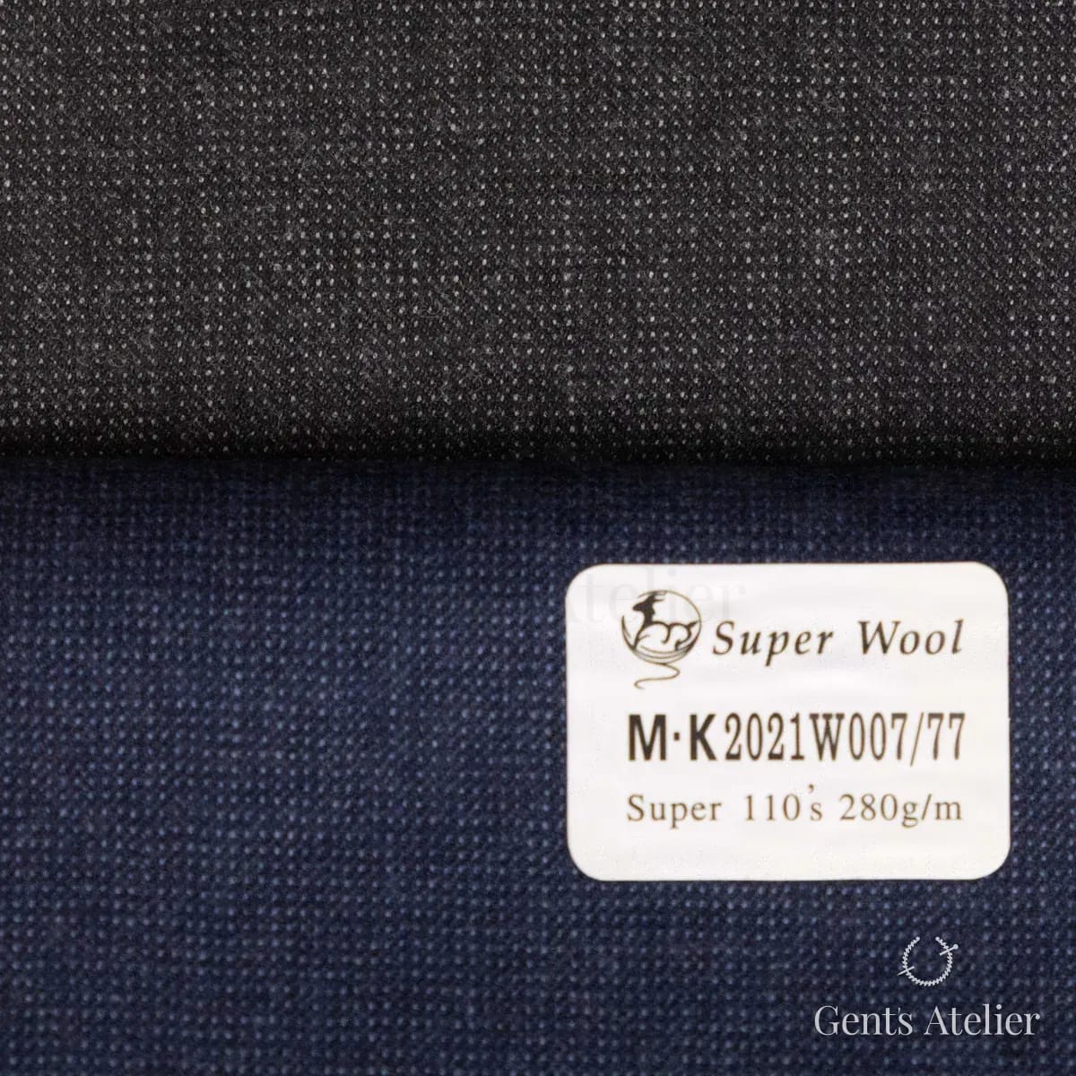 Образец ткани Gent's Colors M·K2021W007/77 с этикеткой, тёмно-синий