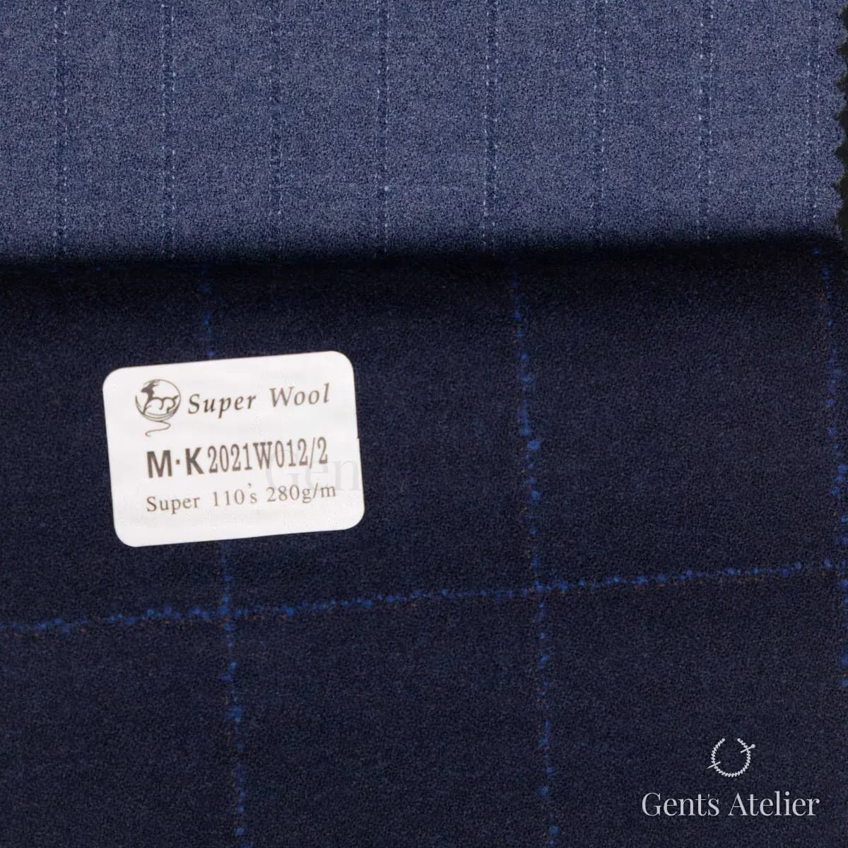 Образец ткани Gent's Colors M·K2021W012/2 с этикеткой, тёмно-синий