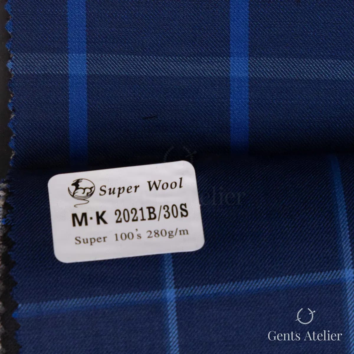 Образец ткани Gent's Colors M·K 2021B/30S с этикеткой, тёмно-синий