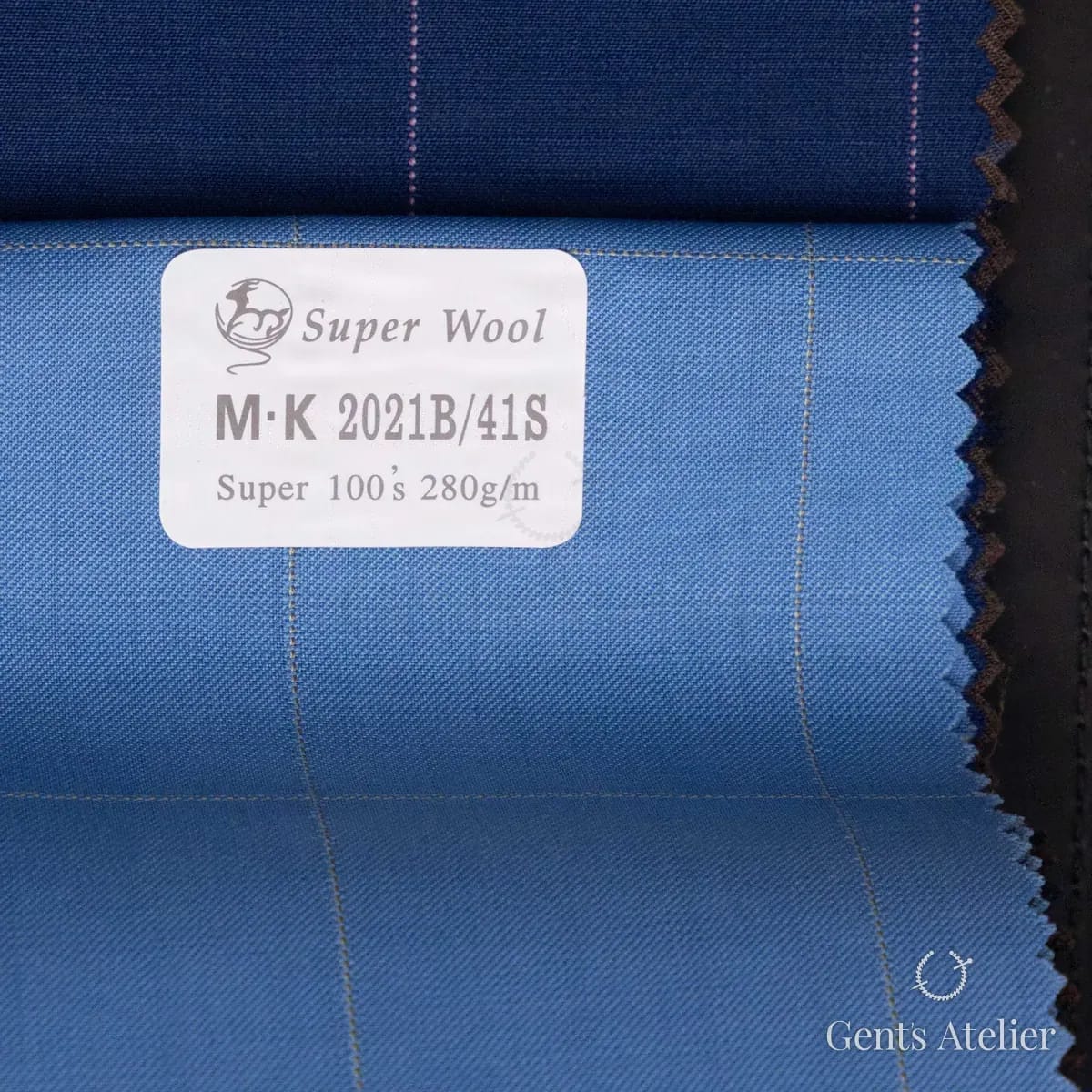 Образец ткани Gent's Colors M·K 2021B/41S с этикеткой, голубой