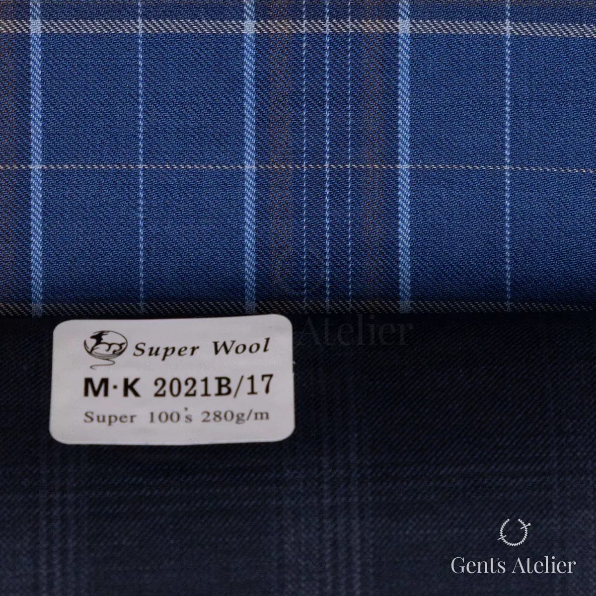 Образец ткани Gent's Colors M·K 2021B/17 с этикеткой, тёмно-синий
