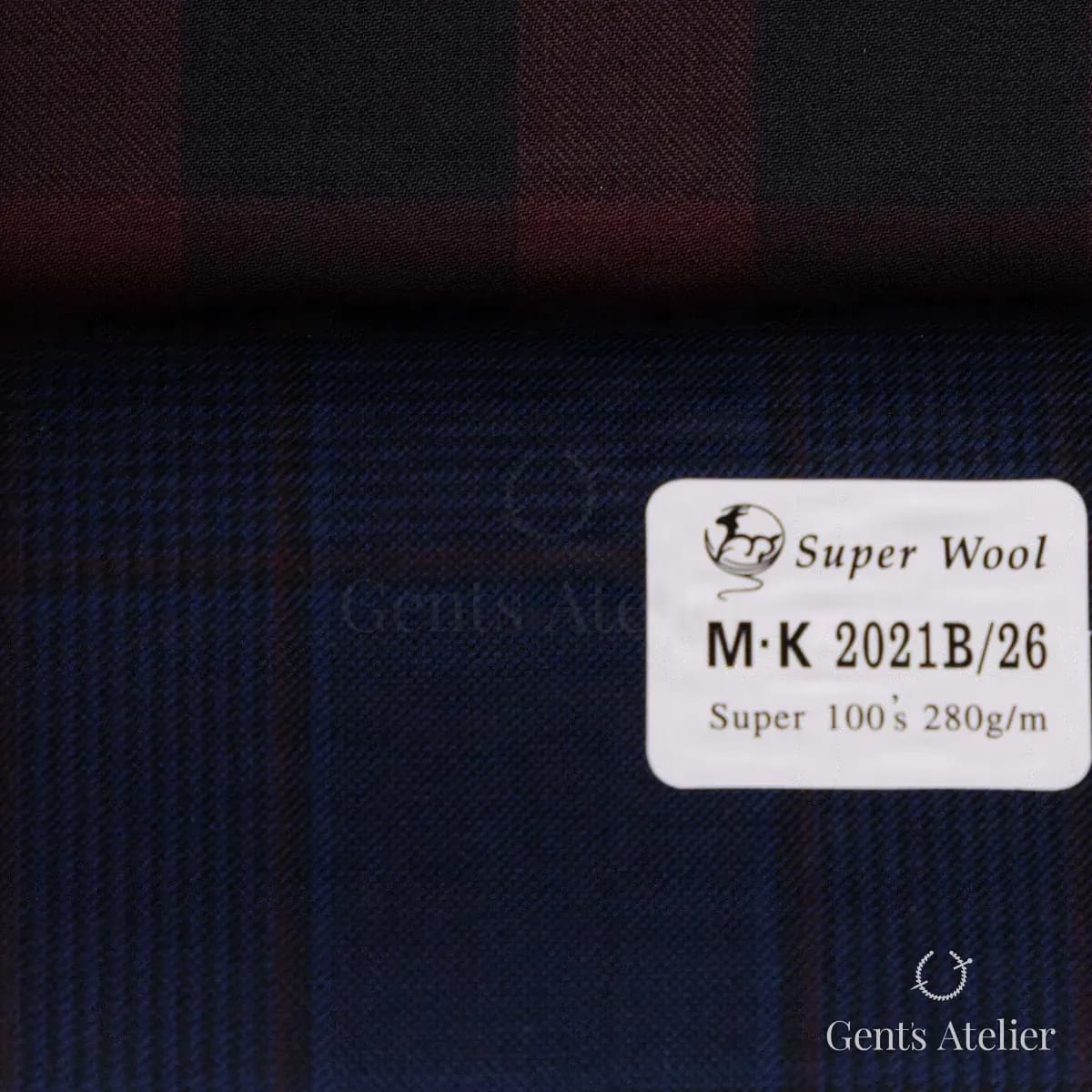 Образец ткани Gent's Colors M·K 2021B/26 с этикеткой, тёмно-синий