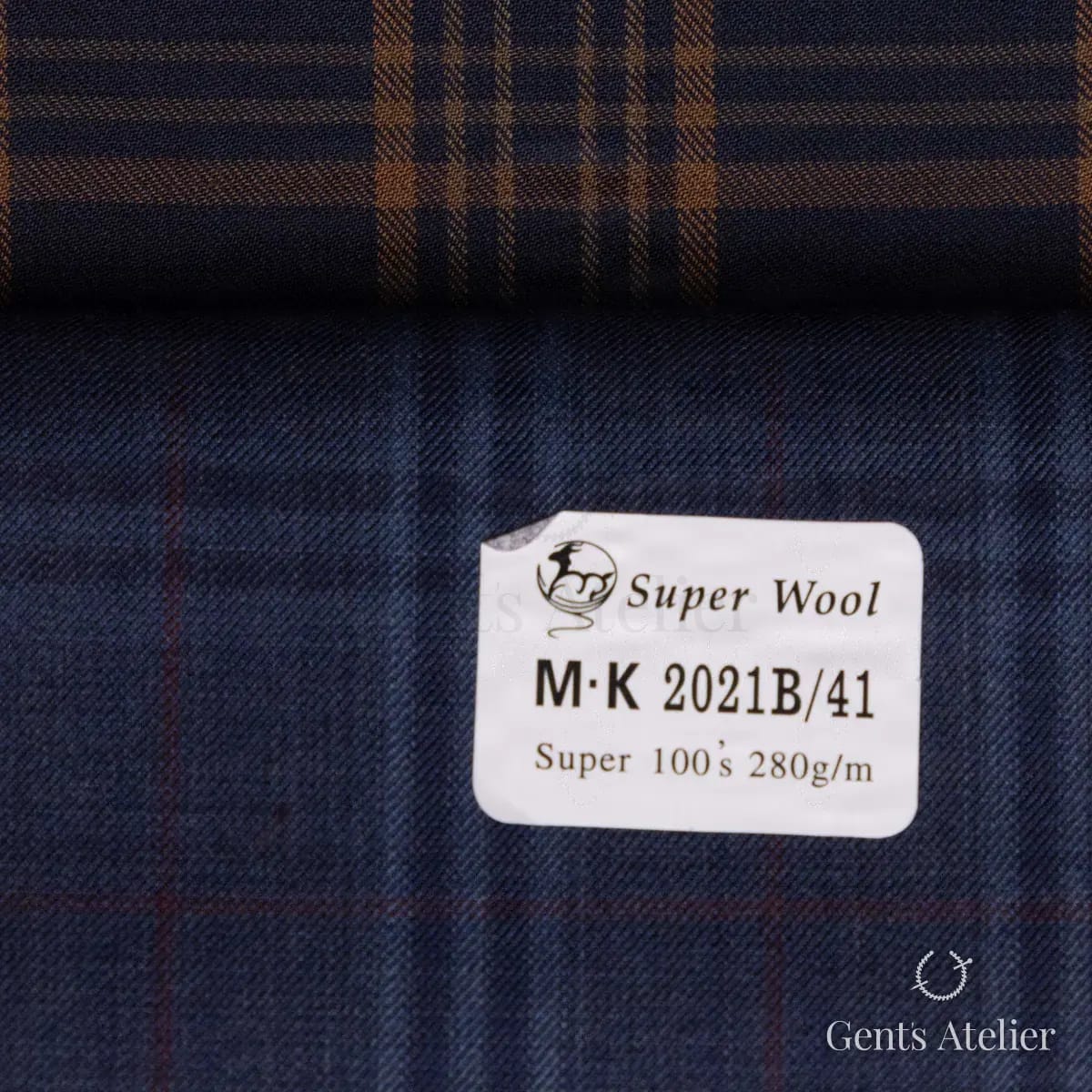 Образец ткани Gent's Colors M·K 2021B/41 с этикеткой, тёмно-синий