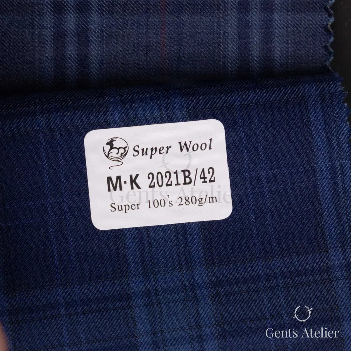 Образец ткани Gent's Colors M·K 2021B/42 с этикеткой, тёмно-синий